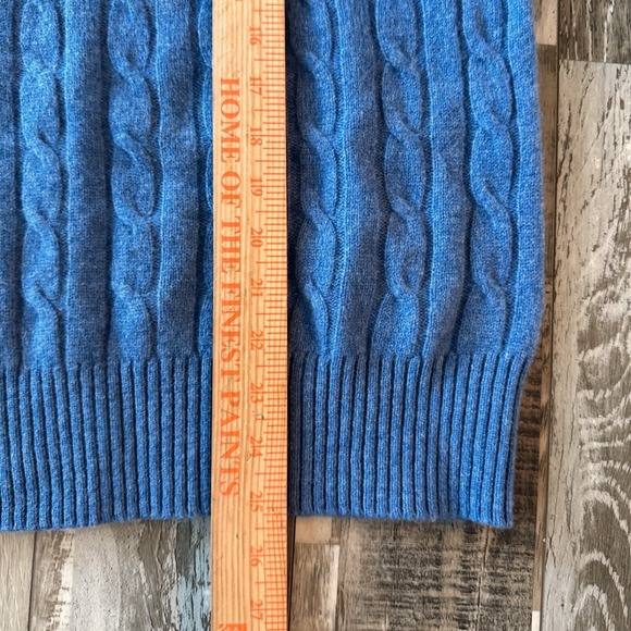 Brooks Brothers 100% Lambs Wool Blue Cable Knit Sweater Men's Medium Officewear - Picture 6 of 7